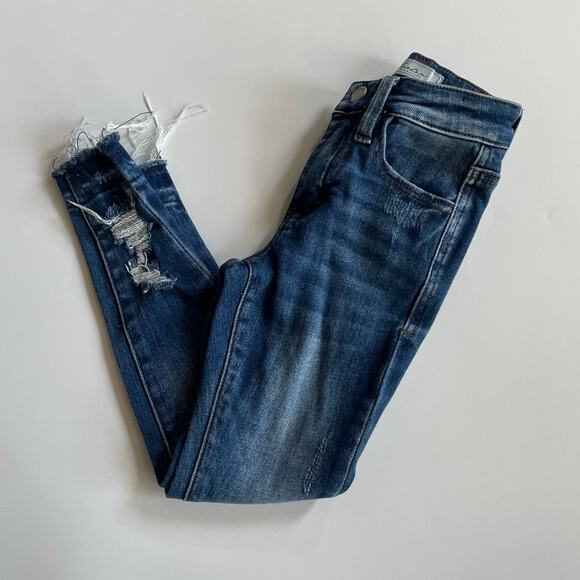 KanCan Girls Size 5 High Rise Ankle Skinny Jeans Blue Denim Frayed Hem - Picture 10 of 10